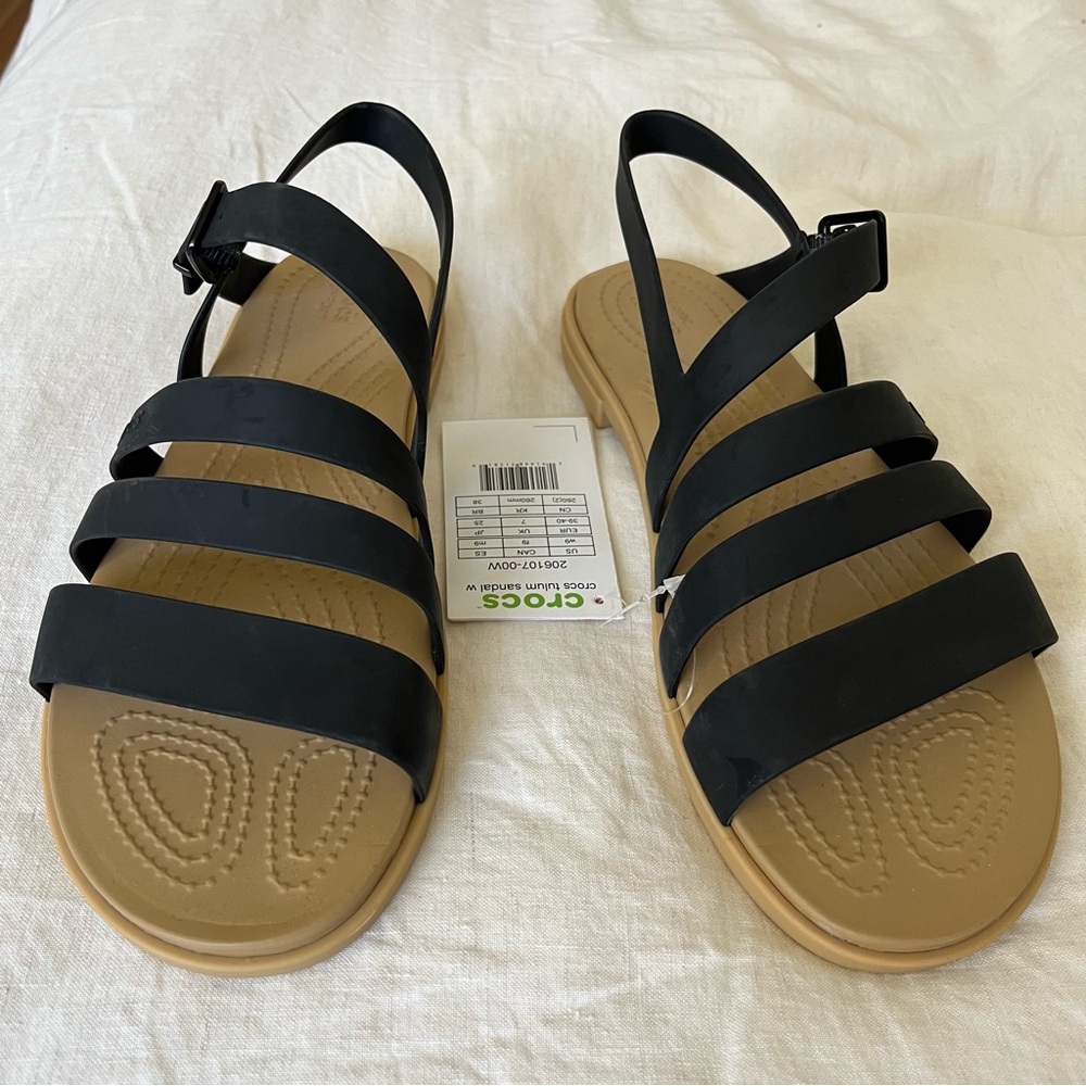 Crocs Women's Black Strappy Sandals Tulum Size 9